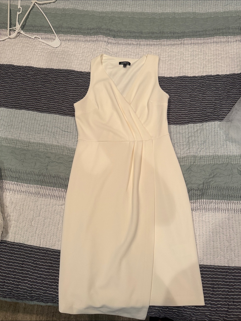 Calvin Klein Ivory Sleeveless Wrap-Front Midi Dress